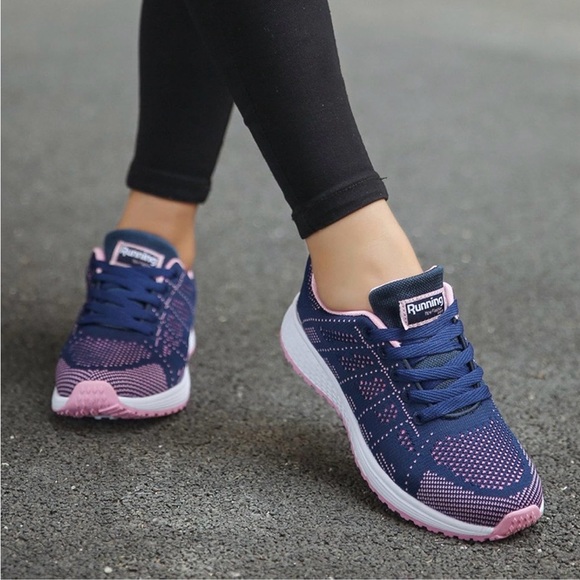 Navy and Pink Women's Athletic Running Shoes. - Picture 11 of 15